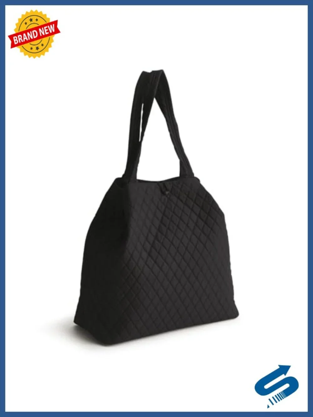 Premium Cotton Quilted Tote Bag with Pockets Machine Washable Handbag